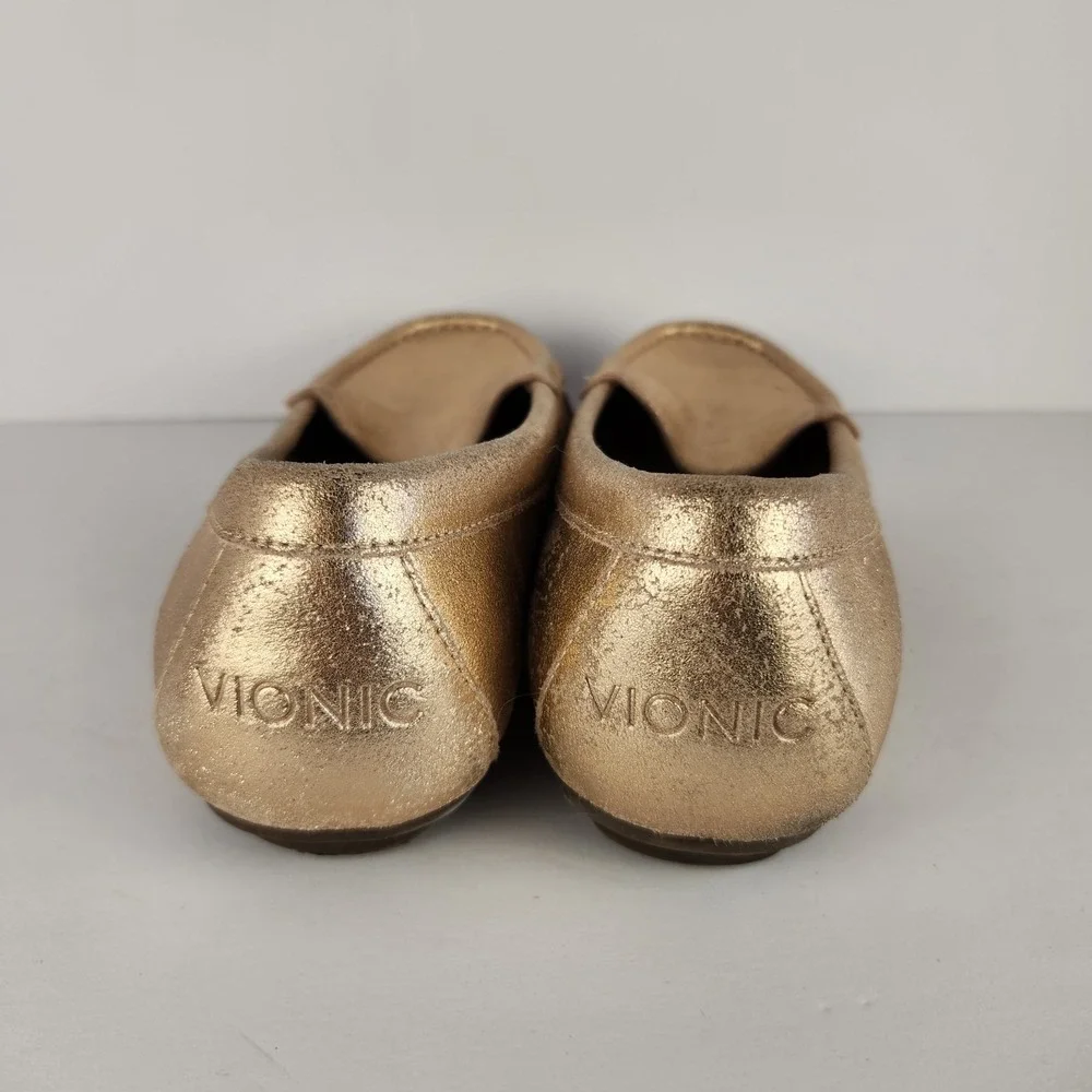 Vionic Women's Comfy Preppy Metallic Rose‎ Gold Slip-On Shoes Size 8